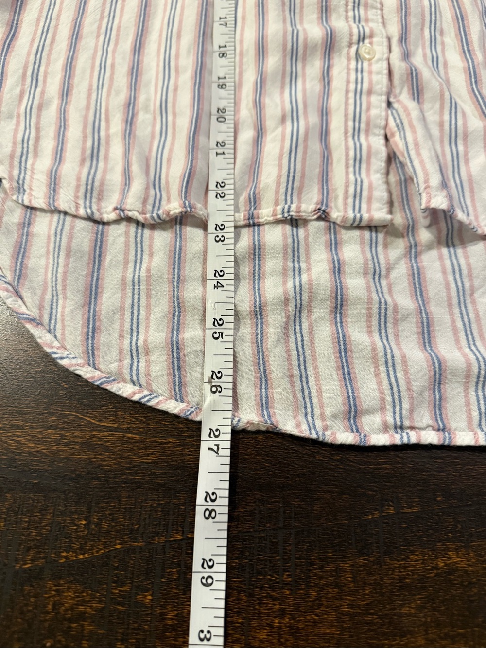 LOFT Striped Button Front Cap Sleeve Collared Rayon Blouse Pink Blue S - Picture 9 of 10